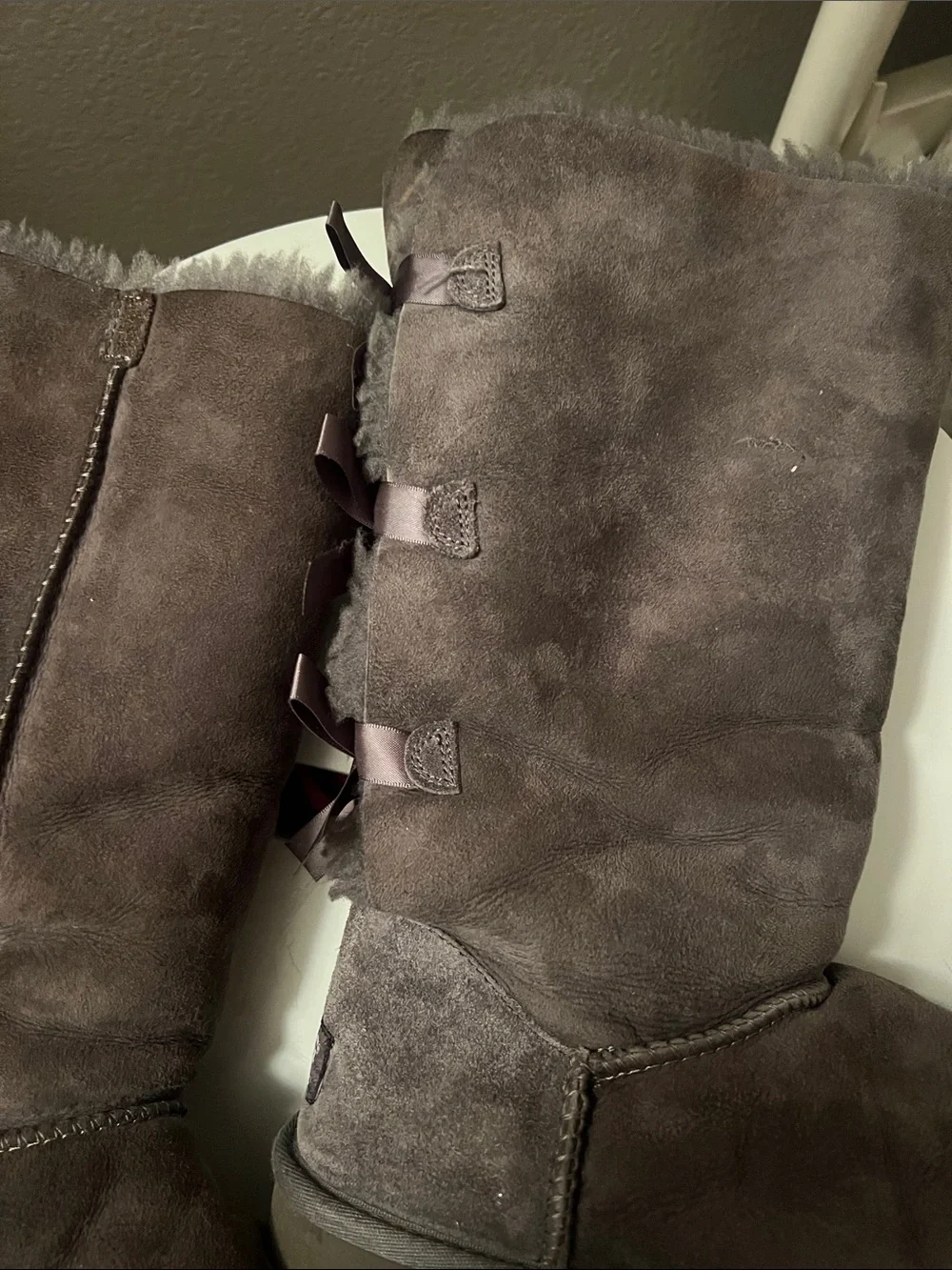 Ugg Tall Bow Boots in Dark Grey